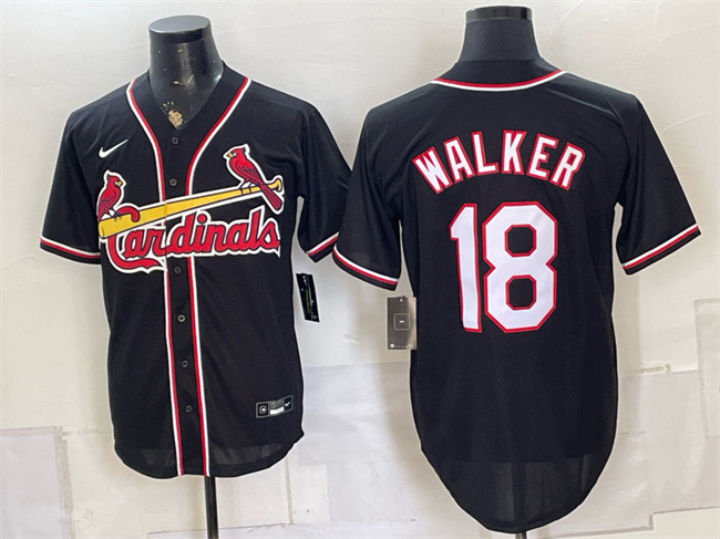 Men's St. Louis Cardinals #18 Jordan Walker 2026 Fashion Replica Black Out Stitched Baseball Jersey